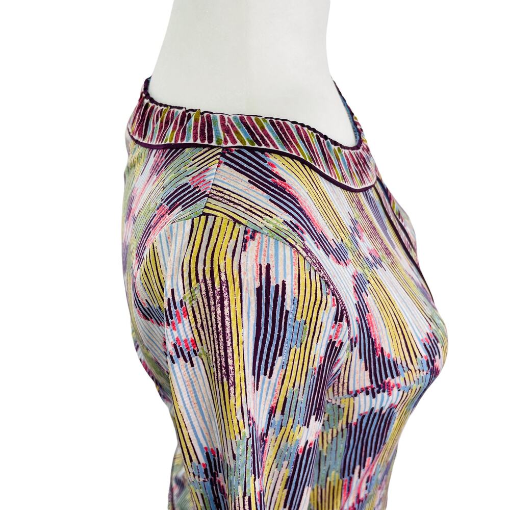 BCBGMAXAZRIA Multicolor Shift Dress Long Sleeve Sleeve Peekaboo Bodice XXS - Picture 6 of 10